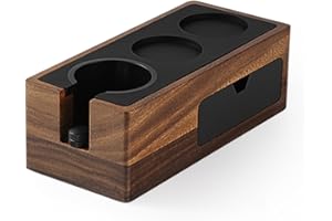 MHW-3BOMBER Espresso Tamping Station, 4 in 1 Walnut Espresso Organizer Box with Magnetic Drawer for Storage 51-58mm Espresso Tamper,Distributor,Portafilter and Espresso Accessories,CH6718