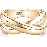 TOPROO Statement Ring for Women, 14K Gold Plated 925 Sterling Silver - Elegant Intertwined Band, Chunky Ring for Her Jewerly