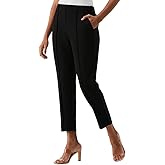 Rafaella Womens 25.5" Petite Easy Pull-on Pants with Stretch Crepe Fabric, Straight Leg Classic Fit, Cropped Work Slacks