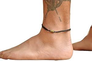 Anklet for men, men's anklet, bronze tube bead, black cord, anklet for men, gift for him, men's ankle bracelet, ankle bracele
