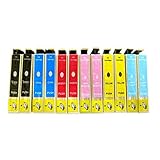 12PK Epson T078(2PK-T0781 2PK-T0782 2PK-T0783 2PK-T0784 2PK-T0785 2PK-T0786) Replacement Ink Cartridges for