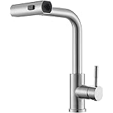 CENOSA Kitchen Faucet with Pull Down Sprayer Brushed Nickel Waterfall Sink Faucet Suitable for RV, Laundry Room, and Campers