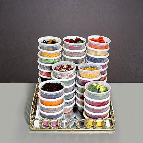 Emmner 8 oz,Plastic Food Storage Containers -take out containers, with Lids, Temperature Resilient- Leak Proof Deli Containers Microwave &amp; Dishwasher Safe, Stackable, Reusable, 24 pack
