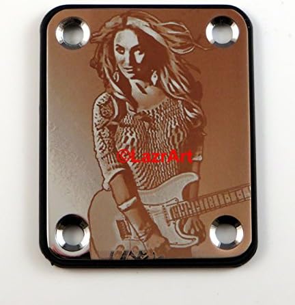 Laser Girl 627 - sexy, Fender style, engraved guitar neck plate (Silver)
