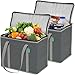 Insulated Grocery Shopping Bags [Upgraded], 2-Pack Gray, X-Large, Premium Quality Cooler Bag Set with Long Handles and Zipper Top. Reusable Tote for Warm or Cold Food, Freezer Items, Delivery primary
