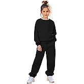 Yesfashion Girls 2 Piece Outfits Raglan Sleeve Sweatshirt and Sweatpants Fashion Tracksuits Sets, 4-13Y