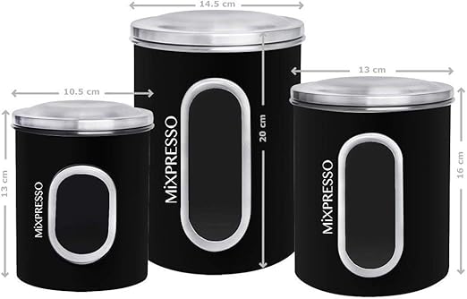 Amazon Com Mixpresso 3 Piece Black Canisters Sets For The Kitchen
