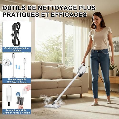 Vidattx Steam Cleaner, Multifunction Steam Cleaner, 8 in 1, 1500 W, Removes 99.9% of Viruses and Bacteria, Steam Cleaner ECO Without Detergents, Glass Cleaner, Sofa Steam Cleaner
