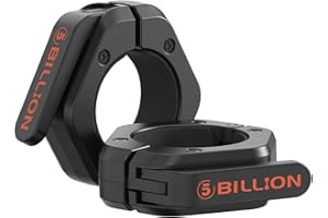 5BILLION FITNESS Olympic Barbell Clamps 2 inch Barbell Clips (Pair) Barbell Collars for Secure Weightlifting Quick Release Weight Clips for Bars with Anti-Slip TPR Lining at Home or Gym Clips (Black)