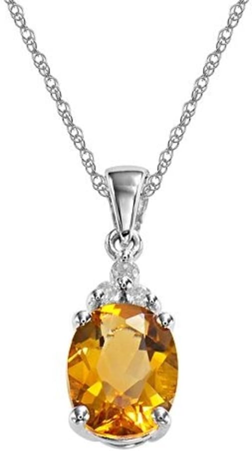 NDG Lab Created Semi Precious Genuine Stone Diamond Accents Solitaire Pendant Chain Necklace
