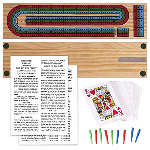 Silly Goose Games Cribbage Board Game; Wooden Travel Game with Cribbage