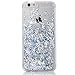 iPhone 5C Case,iPhone 5C Cover,Liquid Case for iPhone 5C,Phezen 3D Creative Design Shiny Quicksand Moving Bling Glitter Sparkle Love Heart Flowing Clear Hard Case for iPhone 5C - Silver Diamond