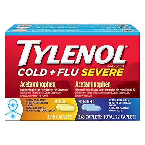 Tylenol Cold + Flu Severe Day & Night Caplets, 72 Caplets