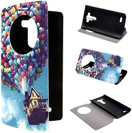 LG G3 Case , ivencase View Window Painting Art Cool Flying Balloon House Style Design PU Leather Flip Stand Case Cover For LG G3 + One "" Anti-dust Plug Stopper