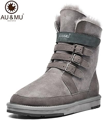 Amazon Aumuオーストラリア正規品 品質保証 14新品 Aumuオーストラリア羊毛皮一体 ムートンブーツ レディースブーツ カップルのブーツ アンクルショートブーツ 310 Us5 22cm グレー Aumuミドルブーツ ブーツ ブーティ