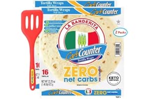 GENERIC La Banderita Carb Counter Zero Net Carbs 8" Flour Soft Taco Tortilla Family Pack, 16 ct. - 2 Packs (32 Tortillas) with ValorServe™ Mini Kitchen Utensil - Keto Friendly Low Carb Tortillas