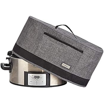 HOMEST Slow Cooker Anti Oil Dust Cover Compatible with Crock Pot 6, 7, 8 Quart, These Cover Have Front Pocket for Recipe and Spoon, Grey (Patent Pending)