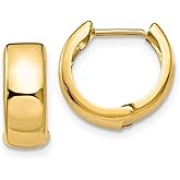 14K Gold Huggie Hoop Earrings (5mm Wide Huggie), Real 14k Gold Hoops