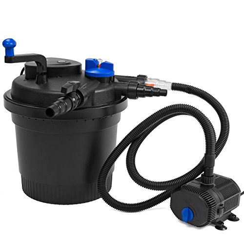 XtremepowerUS Koi Pond Bio Filter and 100W Pump Set Bio UV-C Press