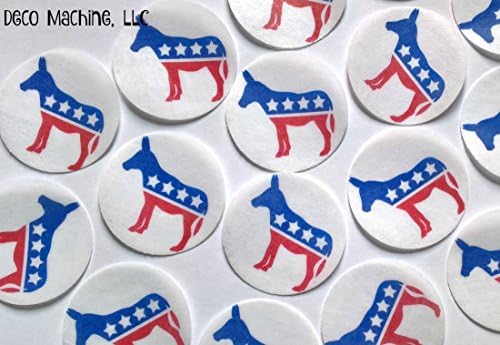 24 Small 1.5" DEMOCRAT DONKEY Political Party 2016 Election Decorative Wafer Paper Toppers Cookie Cupcake