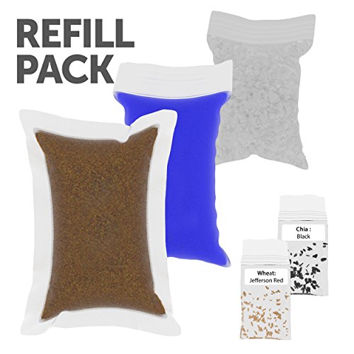 Mini Explorer Refill Set Light-up Terrarium Kit - Includes: Soil, Blue Sand, River Rocks, and Wheatgrass & Chia Seeds