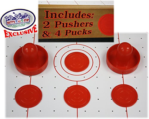 Matty's Toy Stop Deluxe Wooden Mini Table Top Air Hockey Game with 4 Pucks & 2 Pushers