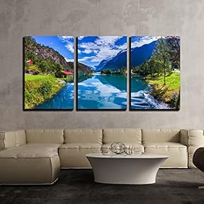 Beautiful Nature Norway Natural Landscape Lovatnet Lake x3 Panels