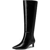 CELLENZ Women's Knee High Boots: 1.96 Inch Kitten Heel Pointed Toe Boot - Wide Calf Tall Boots for Women, 2025 Sexy Fashion Trendy Heel Boot for Work, Night out, Party