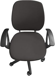 MIFXIN Computer Office Chair Cover Two-Piece Stretch Polyester Slipcovers Universal Swivel Office Desk Task Chair Cover Removable Washable Rotating Armchair Protective Cover (Dark Grey)