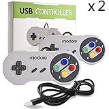 2 Pack SNES Retro USB Super Nintendo Controller Gamepad Joystick, Miadore USB Super Classic Controller Joypad Gamestick for Windows PC MAC