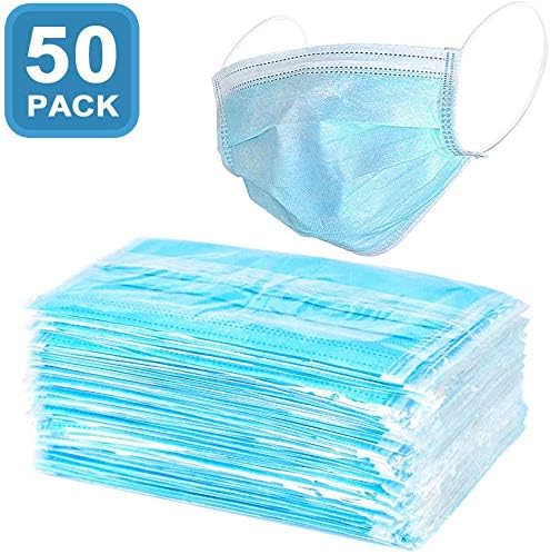 SALUTE 50pcs Face Masks Disposable 3 Layers Dustproof Mask Facial Protective Cover Masks Set Anti-Dust - Blue