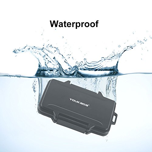 YOUKaDa Water-resistant Memory Card Case Holder Storage With Carabiner For 8 SD Cards & 8 Micro SD Cards (Black)