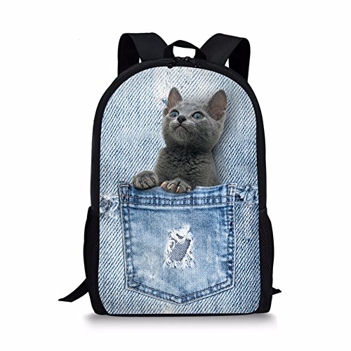 Coloranimal Cute  Blue Denim School Bags for Girls Children  Coloranimal Cute  Blue Denim School Bags for Girls Children