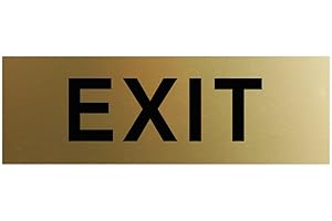 All Quality Basic Exit Wall or Door Sign - Simple & Clear To Ensure Safety | Easy to Install - Brushed Gold - Large (1 Pack)