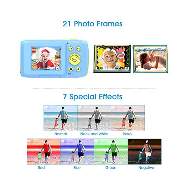 Kids Camera Childrens Digital Camera 8MP 1080P Underwater Camera for Kids 2 Inch Screen 10 Feet Waterproof Digital Camera for Girls Boys Holiday Birthday Creative Gifts - Image 6