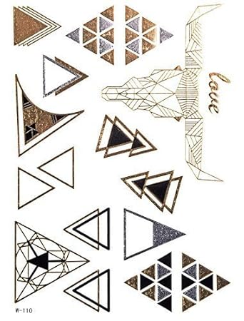 GOLD Tattoo Flash Tattoos Klebe Einmaltattoos Festivals Stier Dreiecke W-110 - LK Trend & Style