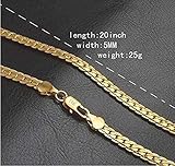 Fashion 18K Gold Plated Stainless Steel Flat Necklace Chain Women Men Jewelry