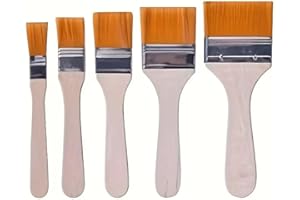 5 Set of Art Paint Brushes Assorted Sized Nylon Painting Brushes with Wooden Handles for Acrylic, Oil, Paint, Varnishes, Wate