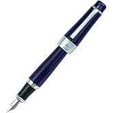 Asvine Duke 2009 Charlie Chaplin Dark Blue Fountain Pen Fine Nib, Modern Classic Design Collection Heavy Pen with Pouch