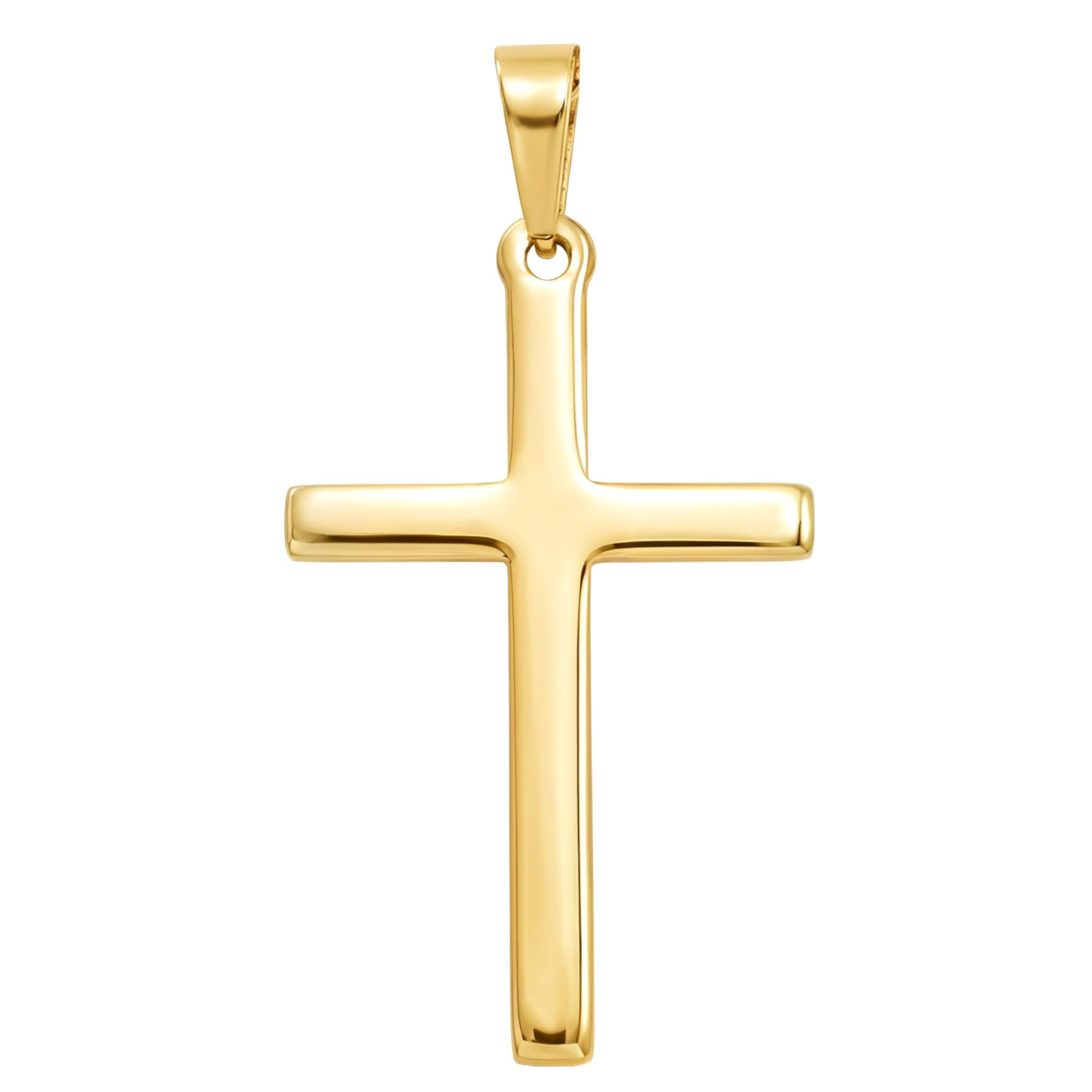 Alexander Castle Plain Solid 9ct Gold Cross Necklace Pendant for Women & Men - Cross Charm with Jewellery Gift Box - PENDANT ONLY - 35mm x 20mm