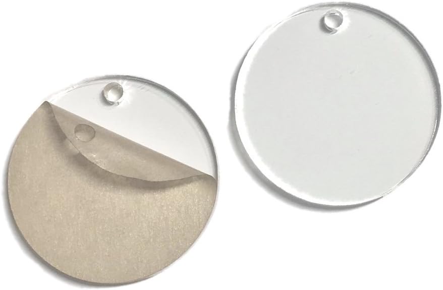 Clear Acrylic Round Circle Disc Blanks - 20 Pieces - 1/8" Thick with Hole for Keychains (1.5 Inch)