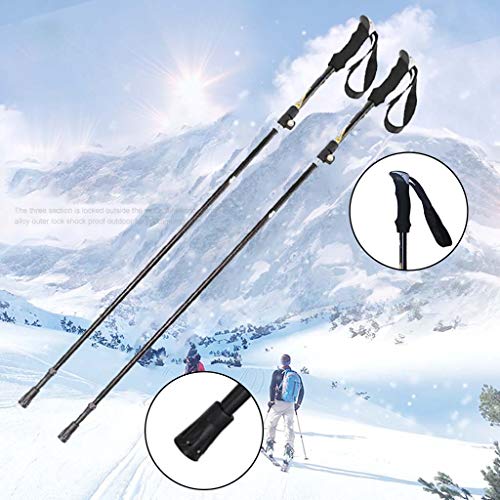 Ranoff Outdoor Winter Handle Ski Poles 5 Knots Aluminum Folding Mountaineering Crutch (Black)
