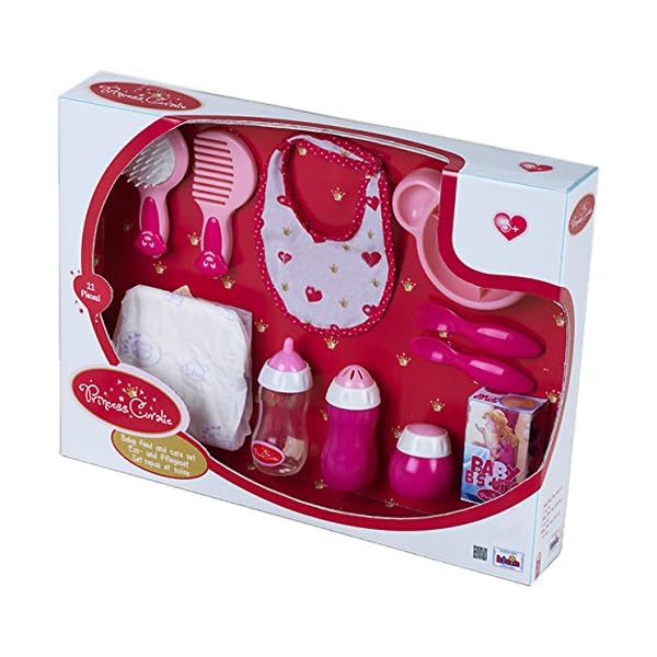 Theo Klein 1732 Baby Coralie Doll Dining and Care Set , 11-Piece Set , Incl Bottle, Cutlery, Bib, Nappy, Mirror and much… – Bild 3