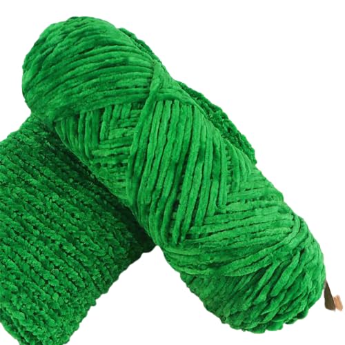 Yarn Velvet Knitting Yarn Soft Crochet Ball Craft Multi Colors, Ideal for Beginners, Kids Crafts (Deep Green)