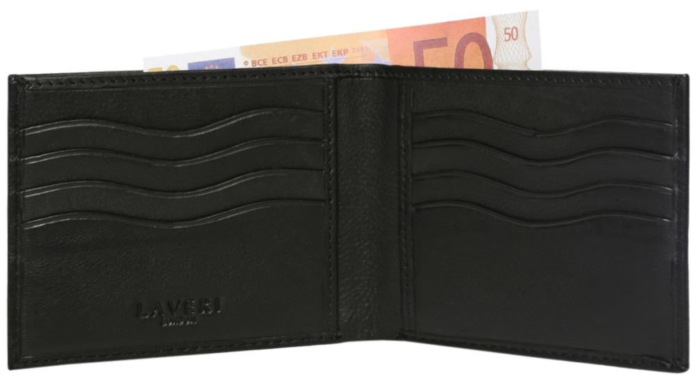 LAVERI Mens High Luxury Genuine Leather Bifold Design Wallet Credit Card Slots, Id Window and Coin Pocket in Gift Boxed # 1608CC