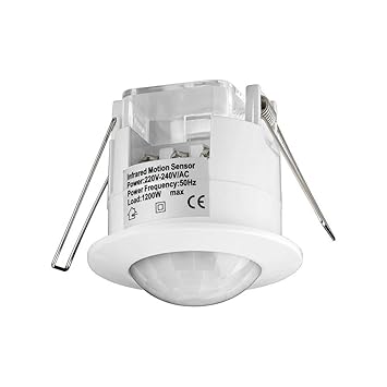 Goobay 95173 IDU Infrarot Bewegungsmelder zur Unterputz Deckenmontage 360° Erfassung, 6m Reichweite 0.45 W, 230 V, Weiß 1x