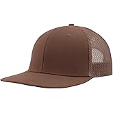 Flat Bill Snapback Mesh Hats | Fits OSFM & XXL Big Head | Blank Solid Color Adjustable Trucker Hat for Men