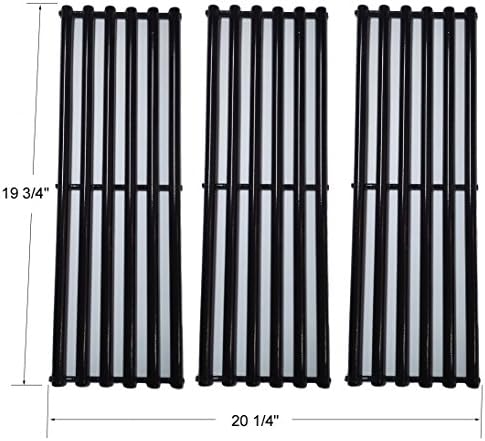 Set of 3 Universal Gas Grill Grate Porcelain Steel Cooking Grid Replacement for Chargriller gas grill models 2121, 2123, 2222, 2828, 3001, 3030, 3725, 4000, 5050, 5252