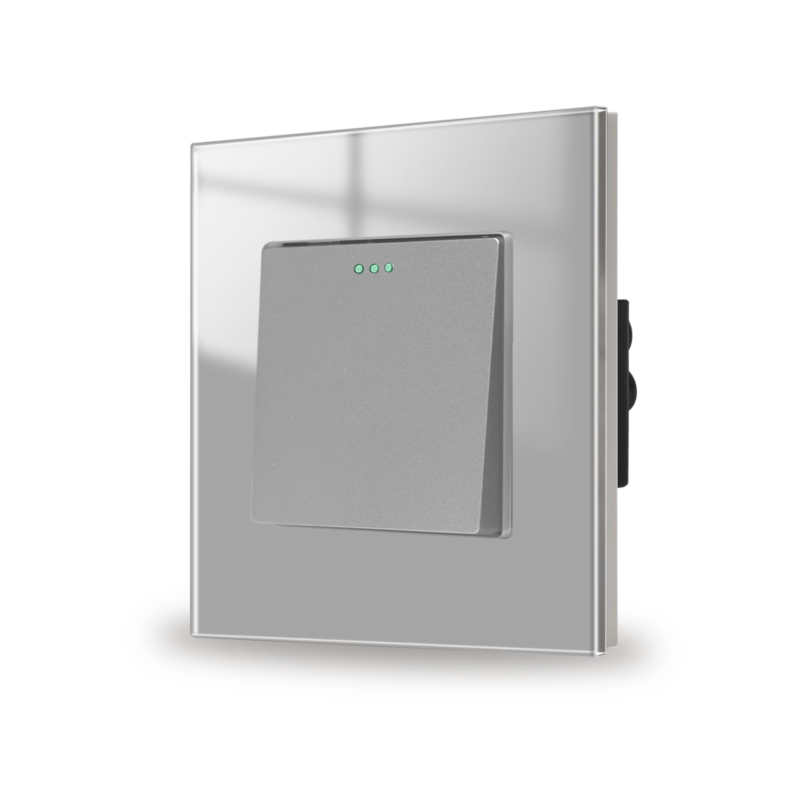 JIMEIDA Light Switch Glass Grey 1 Gang 2 Way Rocker Button Switch Modern Crystal Wall Panel,10A,250V