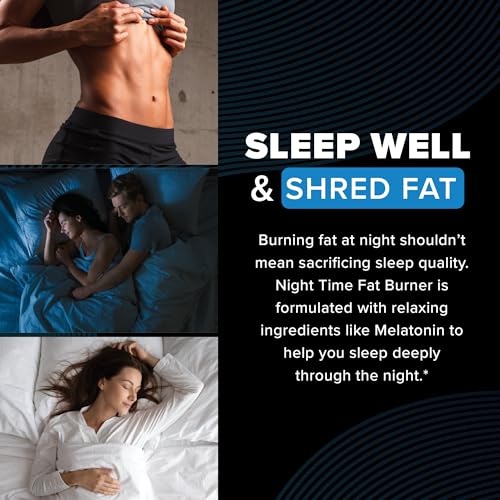 Night Time Fat Burner for Weight Loss Support & Sleep Aid | Appetite Suppressant, Carb Blocker, Overnight Metabolism Booster for Stomach Fat Burner & Night Shred with Melatonin | Non-GMO, Vegan 60ct
